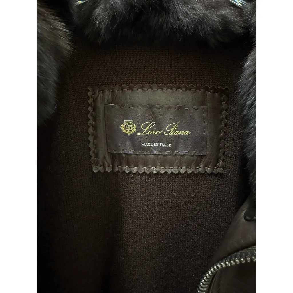 Loro Piana Vintage Brown Leather Jacket Collar Sz.42 Brown Leather Good - Box View