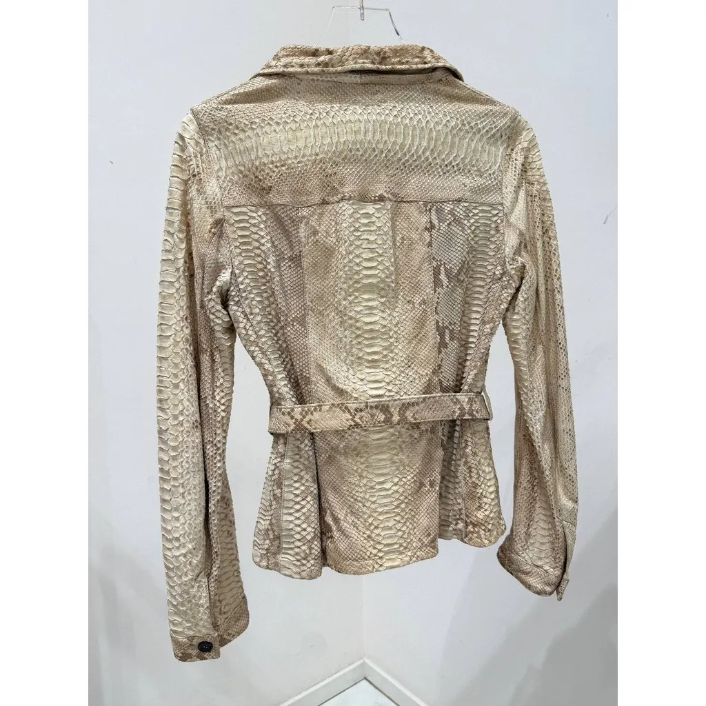 PRADA Belted Jacket S/S 2004 Runway Sz.M Pre-owned Brown Leather Good - Back View