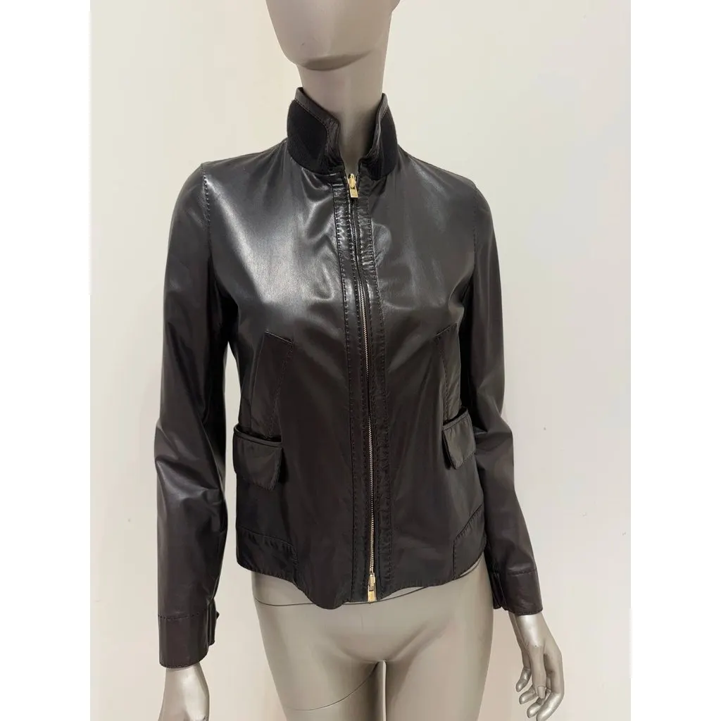 Loro Piana Reversible Brown/Black Jacket - IT 40 Pre-owned Black Leather Good - Back View