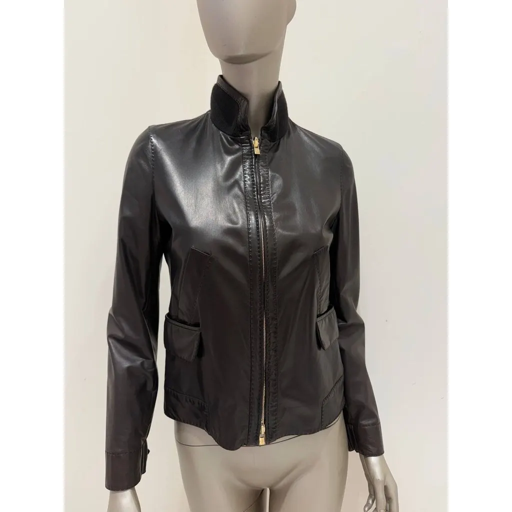 Loro Piana Reversible Brown/Black Jacket - IT 40 Pre-owned Black Leather Good - Inside View
