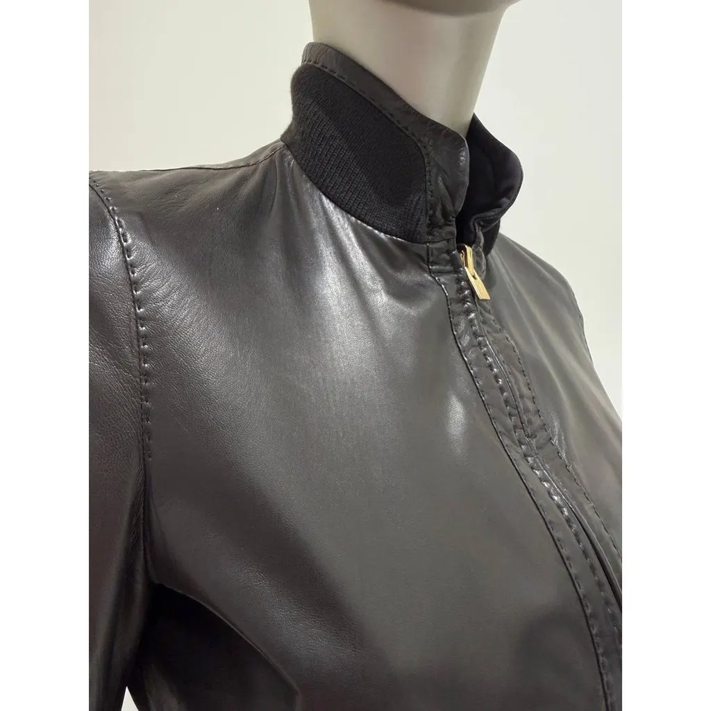 Loro Piana Reversible Brown/Black Jacket - IT 40 Pre-owned Black Leather Good - Model View