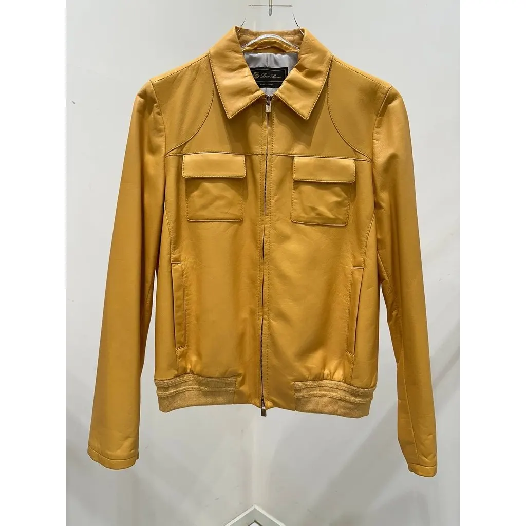 Loro Piana Vintage Lambskin Leather Jacket IT 44 Pre-owned Red Leather Good - Back View