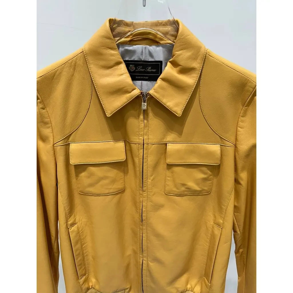 Loro Piana Vintage Lambskin Leather Jacket IT 44 Pre-owned Red Leather Good - Inside View