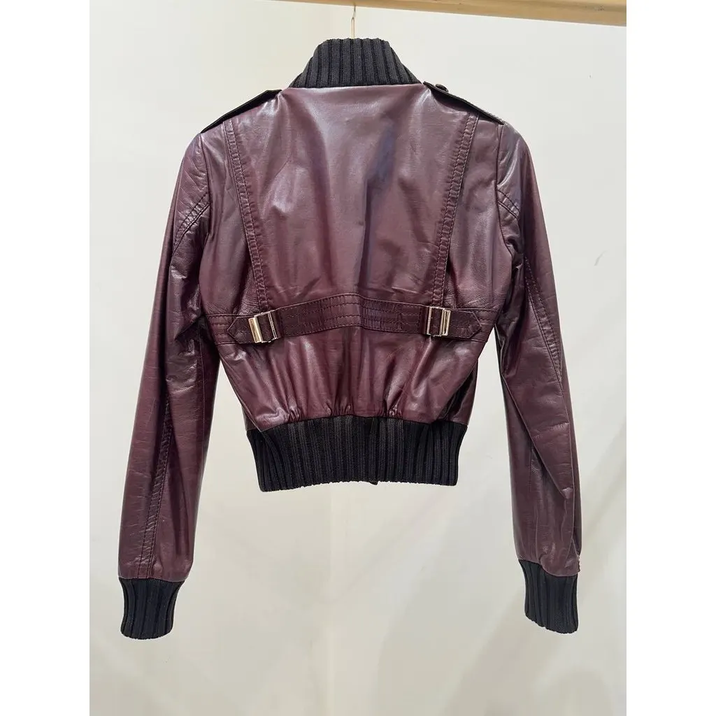 Gucci Vintage Tom Ford Era Burgundy Nappa Leather Jacket Sz.38 Pre-owned Burgundy Leather Good - Inside View