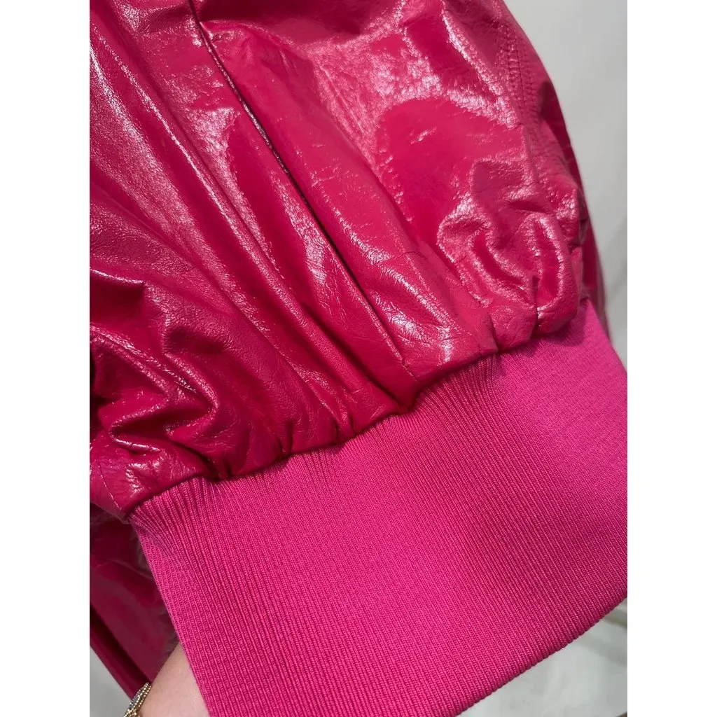 Dolce & Gabbana Fuchsia Cropped Leather Bomber Sz.40 Pre-owned Red Leather Good - Inside View