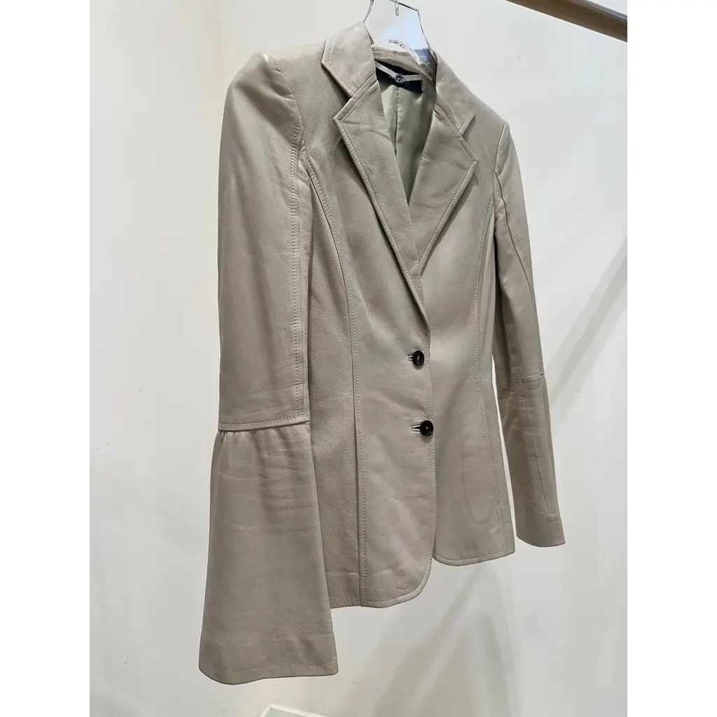 Gucci Vintage Tom Ford Era Ivory Leather Blazer Sz.38 Pre-owned White Leather Good - Back View