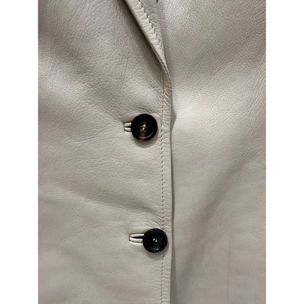 Gucci Vintage Tom Ford Era Ivory Leather Blazer Sz.38 Pre-owned White Leather Good - Inside View