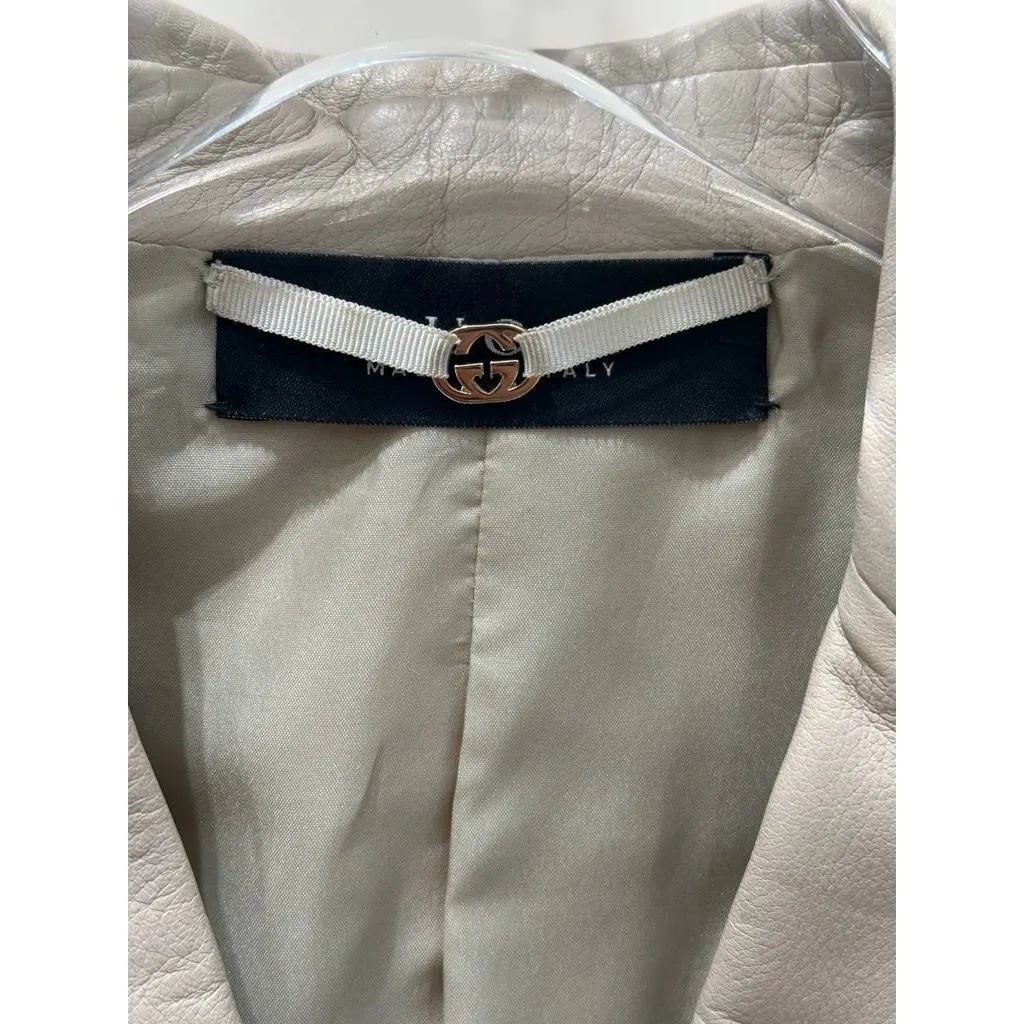Gucci Vintage Tom Ford Era Ivory Leather Blazer Sz.38 Pre-owned White Leather Good - Model View