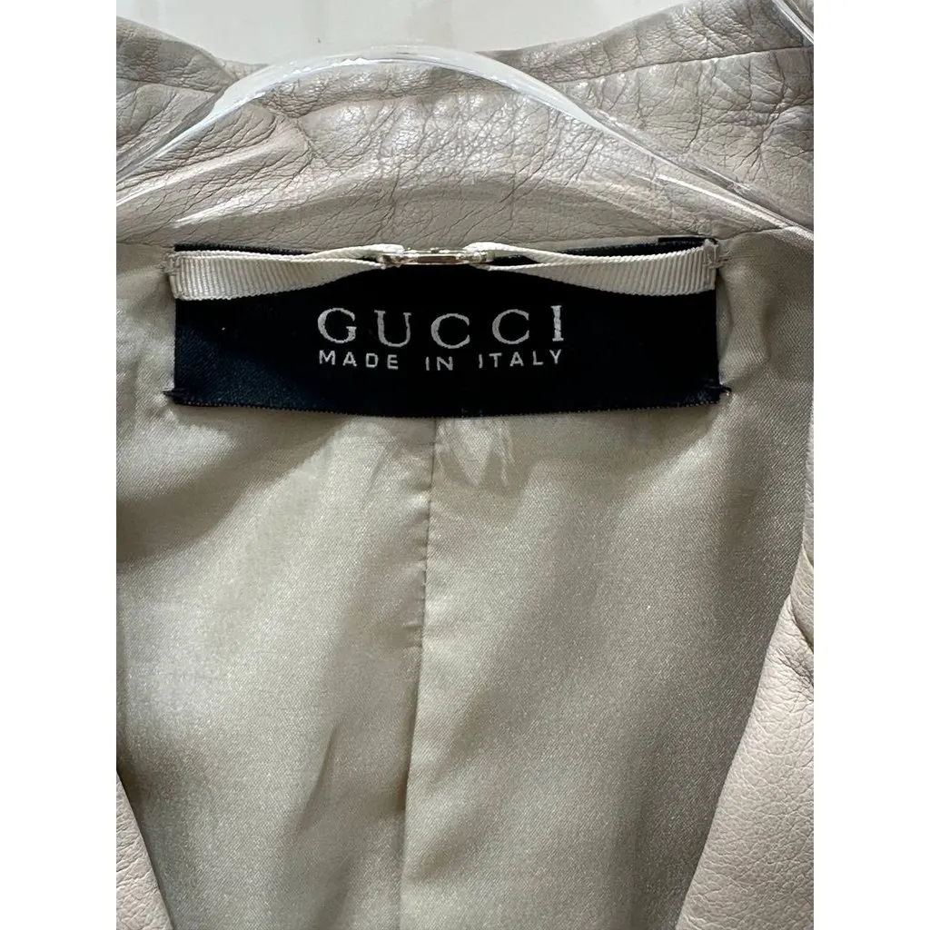 Gucci Vintage Tom Ford Era Ivory Leather Blazer Sz.38 Pre-owned White Leather Good - Box View