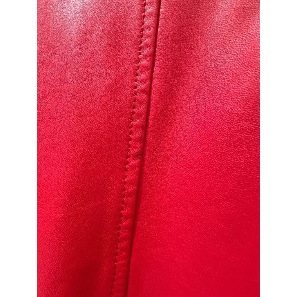 Dolce & Gabbana Red Lambskin Bomber Jacket, IT 40 Pre-owned Red Leather Good - Inside View