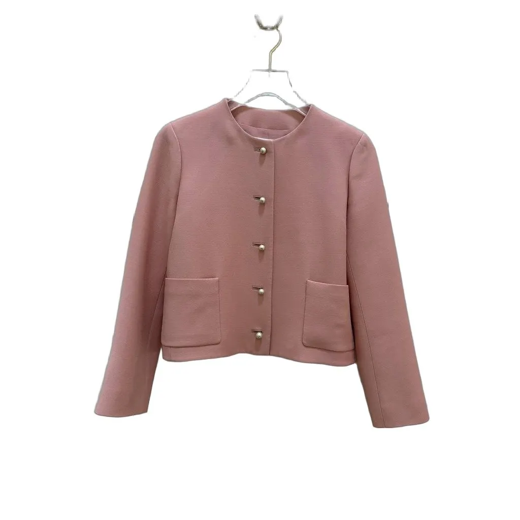 Christian Dior SS22 Pink Wool & Silk Cropped Jacket Sz.36 Pre-owned Pink Wool Good - Front View