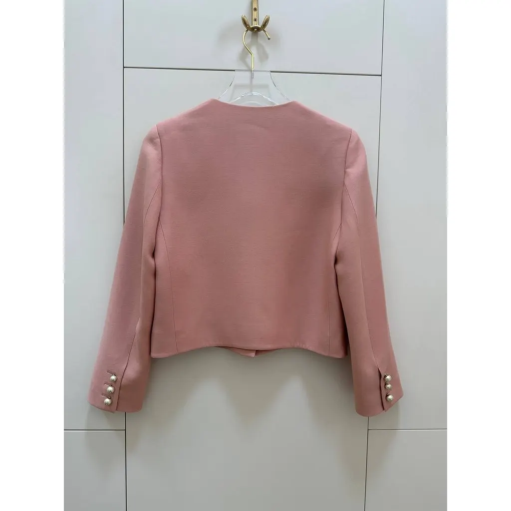 Christian Dior SS22 Pink Wool & Silk Cropped Jacket Sz.36 Pre-owned Pink Wool Good - Inside View