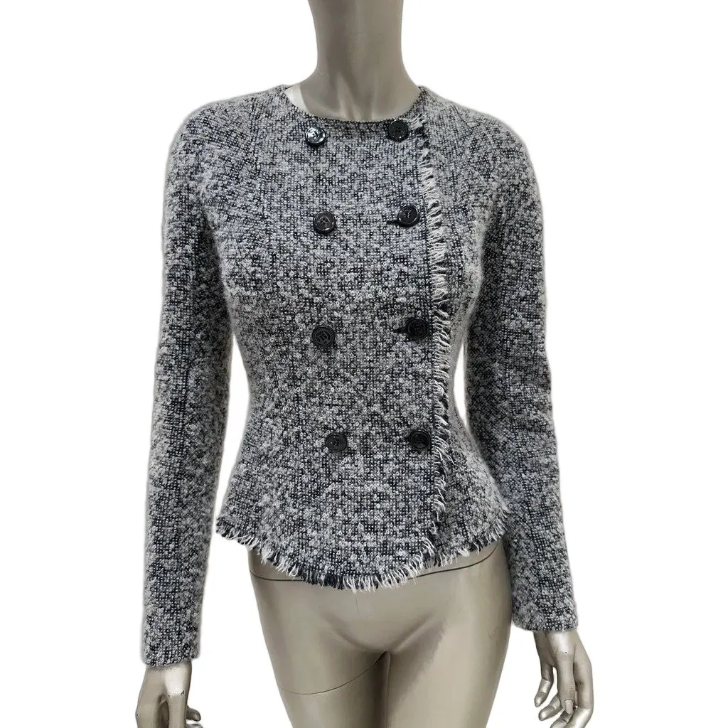 Christian Dior Black & White Tweed Jacket Sz.38 Pre-owned Black Tweed Good - Front View