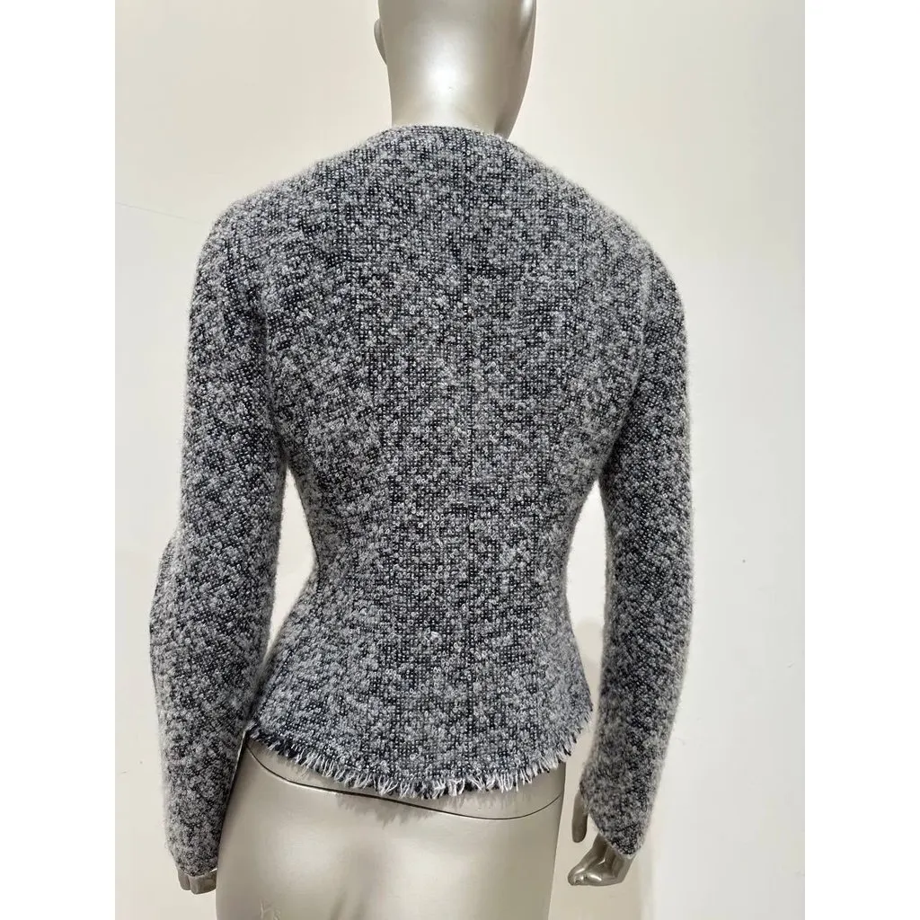 Christian Dior Black & White Tweed Jacket Sz.38 Pre-owned Black Tweed Good - Back View