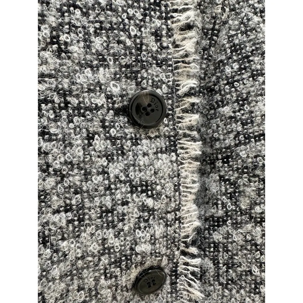 Christian Dior Black & White Tweed Jacket Sz.38 Pre-owned Black Tweed Good - Model View