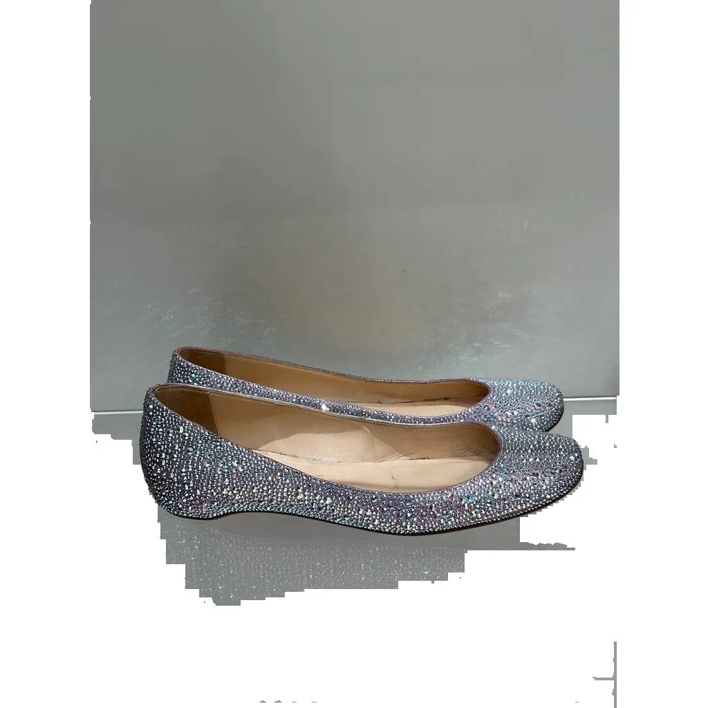 Christian Louboutin Crystal Strass Ballet Flats Sz.38.5 Pre-owned Red Leather Good - Front View