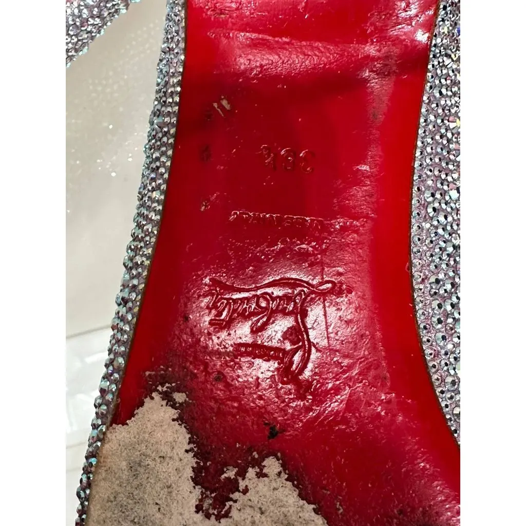 Christian Louboutin Crystal Strass Ballet Flats Sz.38.5 Pre-owned Red Leather Good - Box View