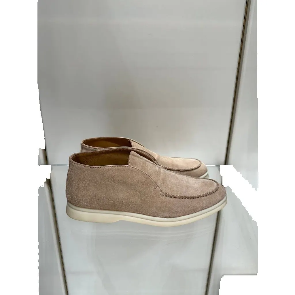 Loro Piana Elegant Beige Suede Ankle Loafers Sz.38 Pre-owned