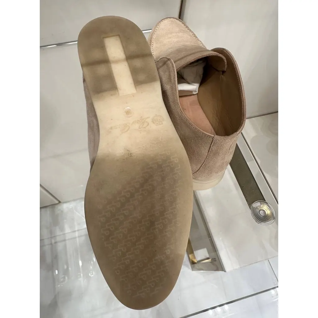 Loro Piana Elegant Beige Suede Ankle Loafers Sz.38 Pre-owned Beige Suede Good - Box View