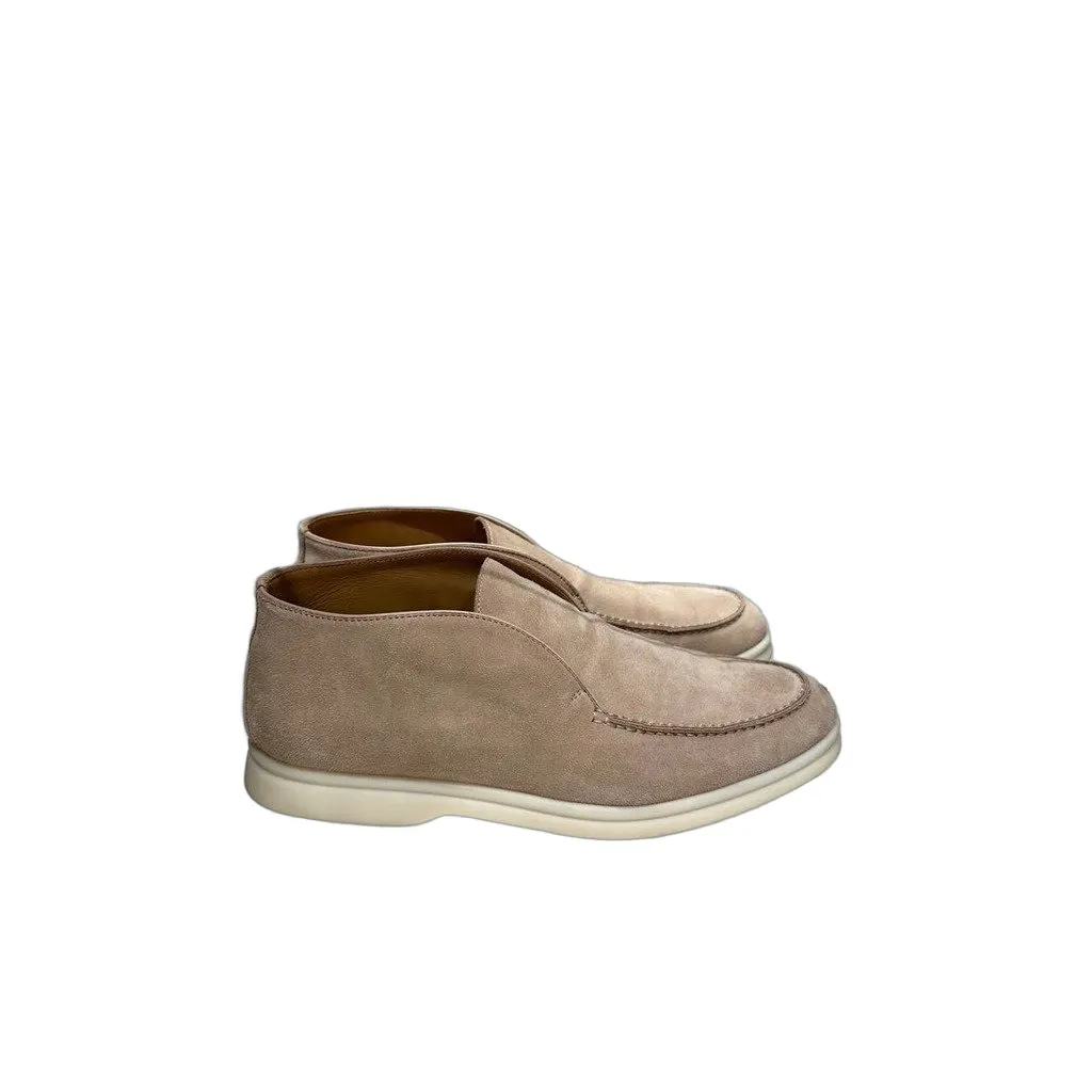 Loro Piana Elegant Beige Suede Ankle Loafers Sz.38 Pre-owned Beige Suede Good - Front View