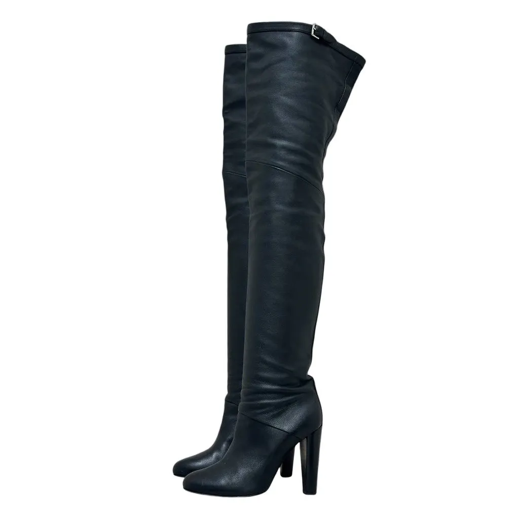 Hermès Black Leather Over-the-Knee Boots - Size 39 Pre-owned
