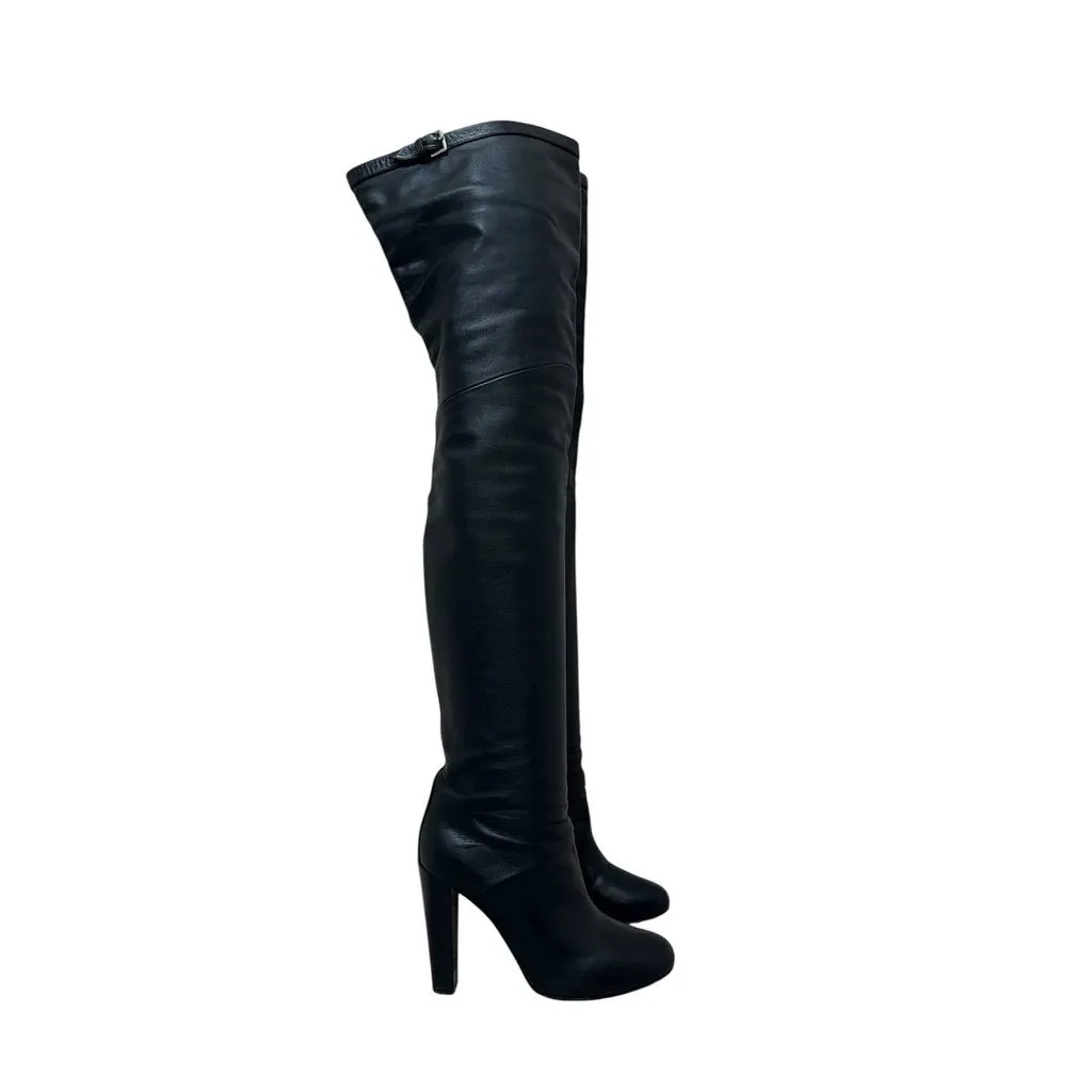 Hermès Black Leather Over-the-Knee Boots - Size 39 Pre-owned Black Leather Good - Inside View