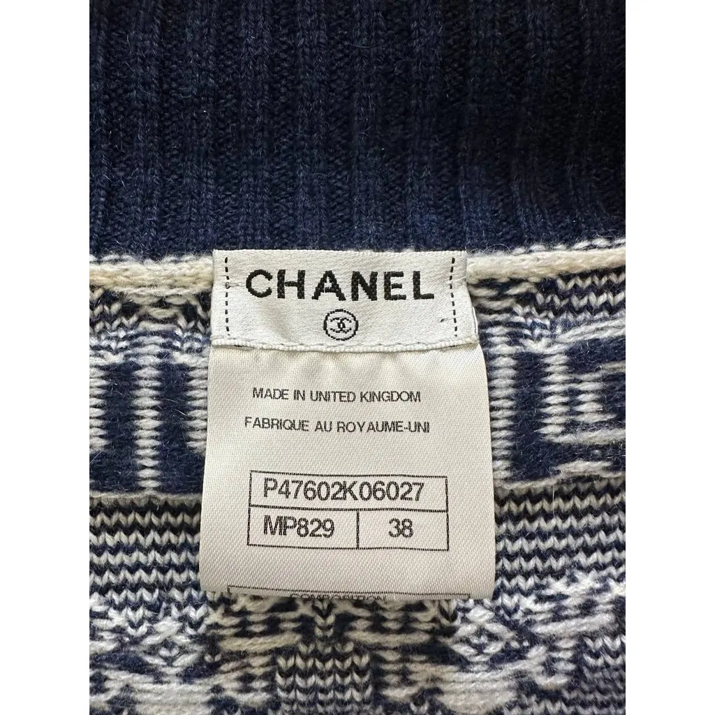 Chanel Cashmere Knit Set Sz.38 Pre-owned Navy Wool Good - Box View