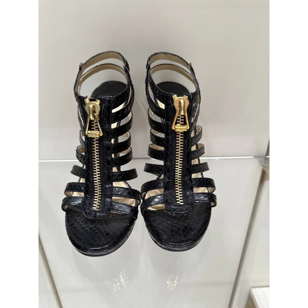 Jimmy Choo Strappy Sandals Sz.38.5 Pre-owned Black Leather Good - Back View