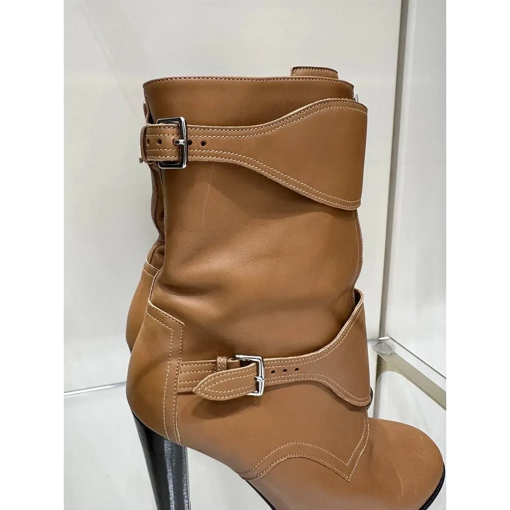 Hermès Tan Leather Buckle Ankle Boots EU 40 Pre-owned MultiColor Leather Good - Inside View