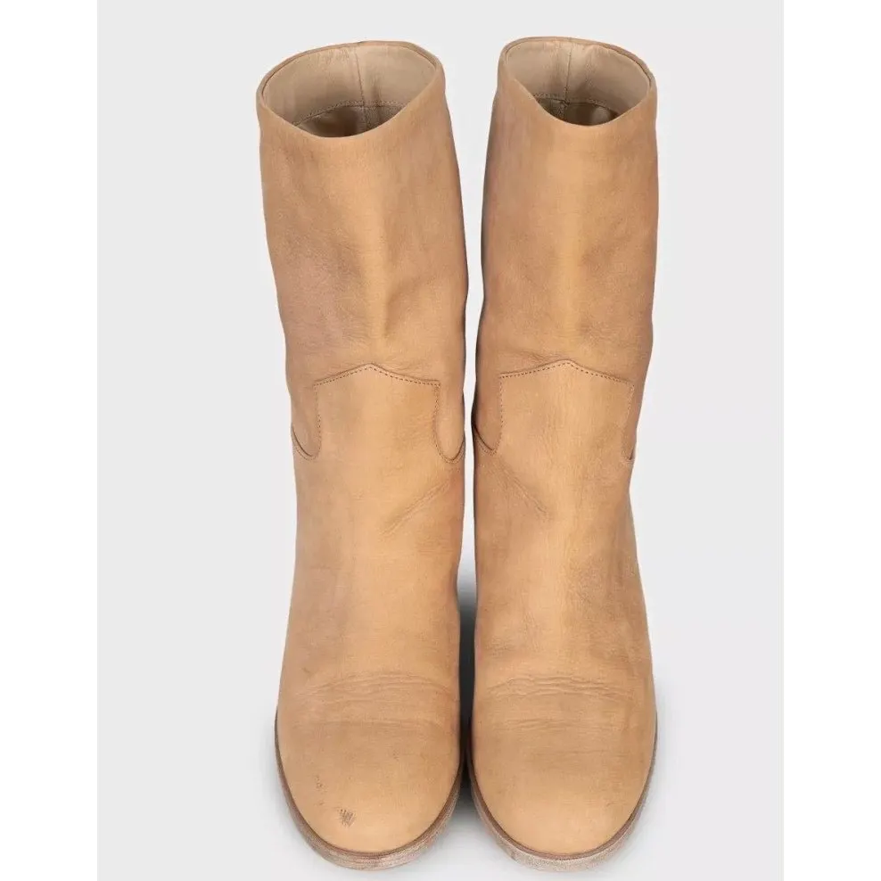Chanel Brown Leather Heeled Ankle Boots - Size 38.5 Pre-owned Brown Leather Good - Back View