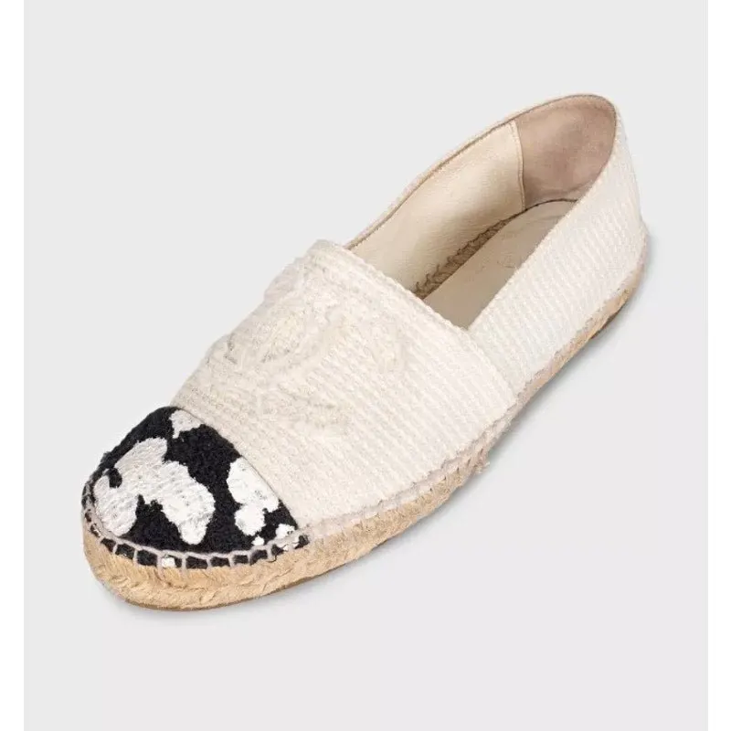 Chanel White Textile Espadrilles - Size 39 Pre-owned White Leather Good - Inside View