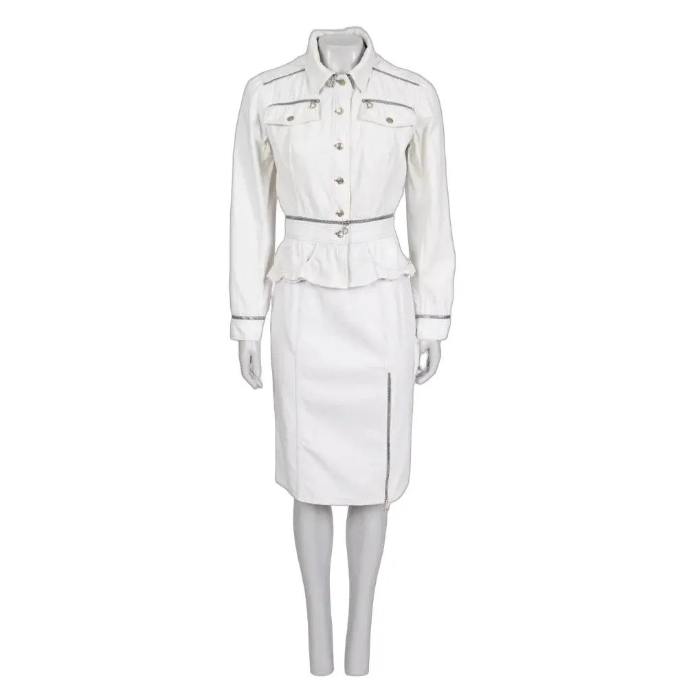 Christian Dior Structured White Jacket Skirt Suit Sz.M Pre-owned White Good - Front View
