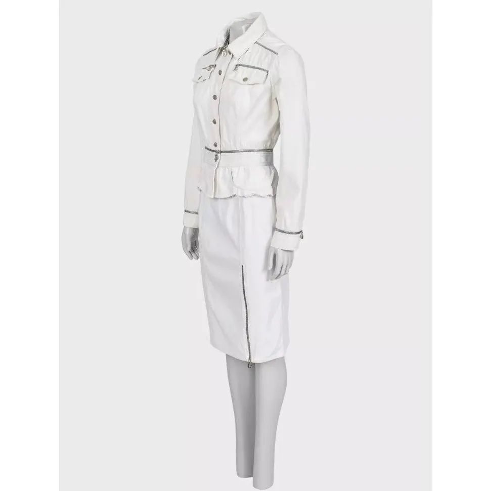 Christian Dior Structured White Jacket Skirt Suit Sz.M Pre-owned White Good - Back View