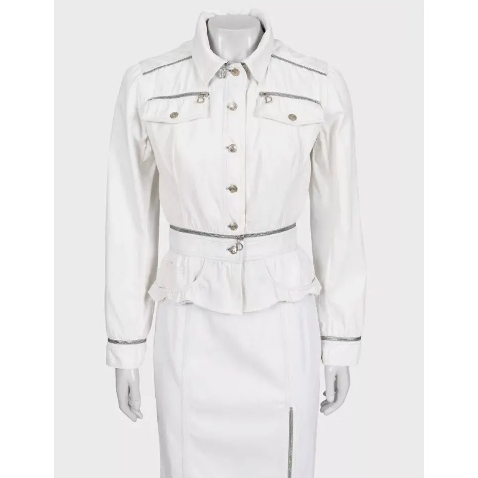 Christian Dior Structured White Jacket Skirt Suit Sz.M Pre-owned White Good - Box View