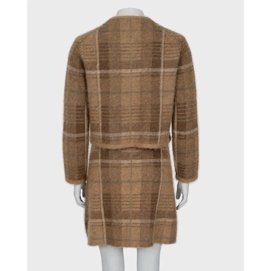 Polo Ralph Lauren Brown Plaid Knit Set - Size S Pre-owned Brown Wool Good - Inside View