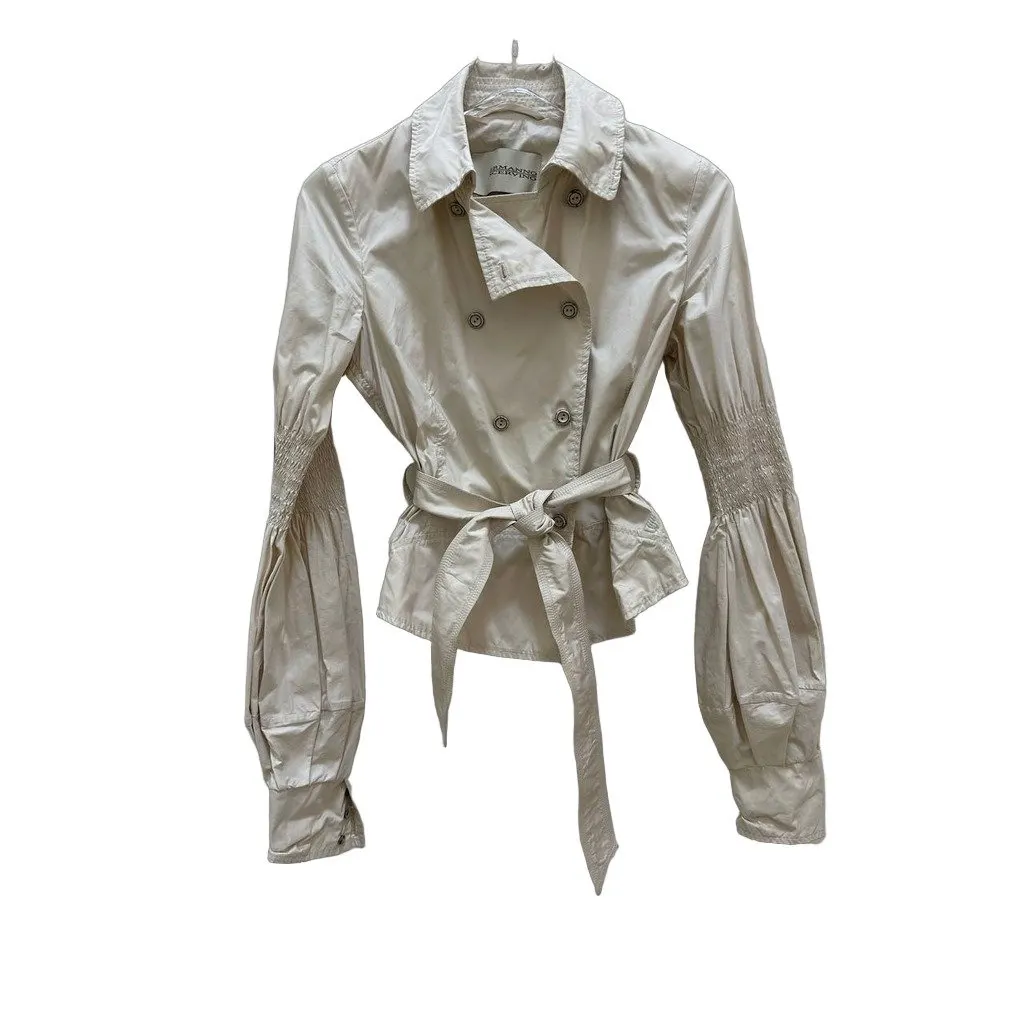 Ermanno Scervino Chic Ivory Fitted Jacket Sz.44 It Pre-owned White Polyester Good - Front View