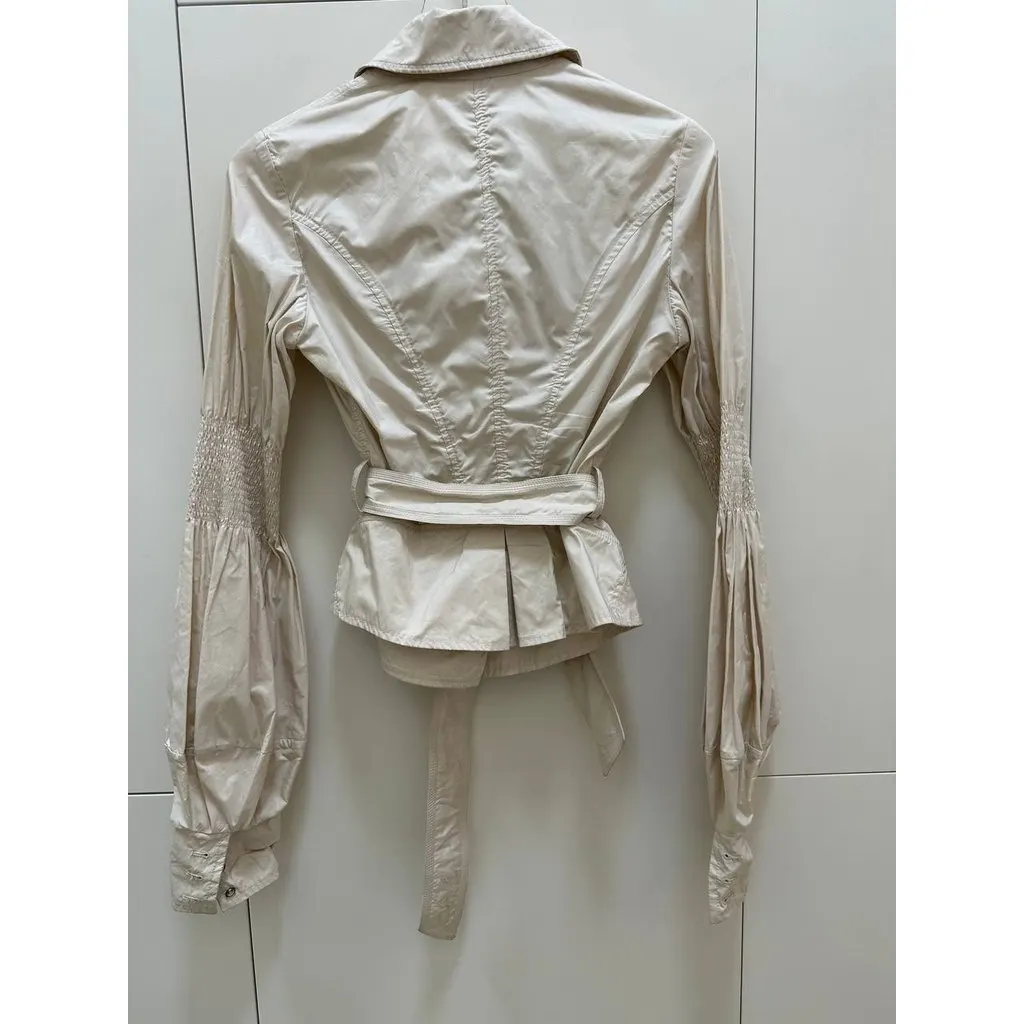 Ermanno Scervino Chic Ivory Fitted Jacket Sz.44 It Pre-owned White Polyester Good - Model View