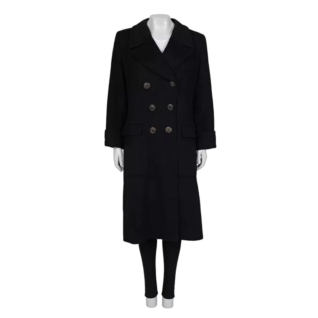 Yves Saint Laurent Vintage Yves Saint Laurent Black Belted Coat - Size M pre-owned Black Good - Front View
