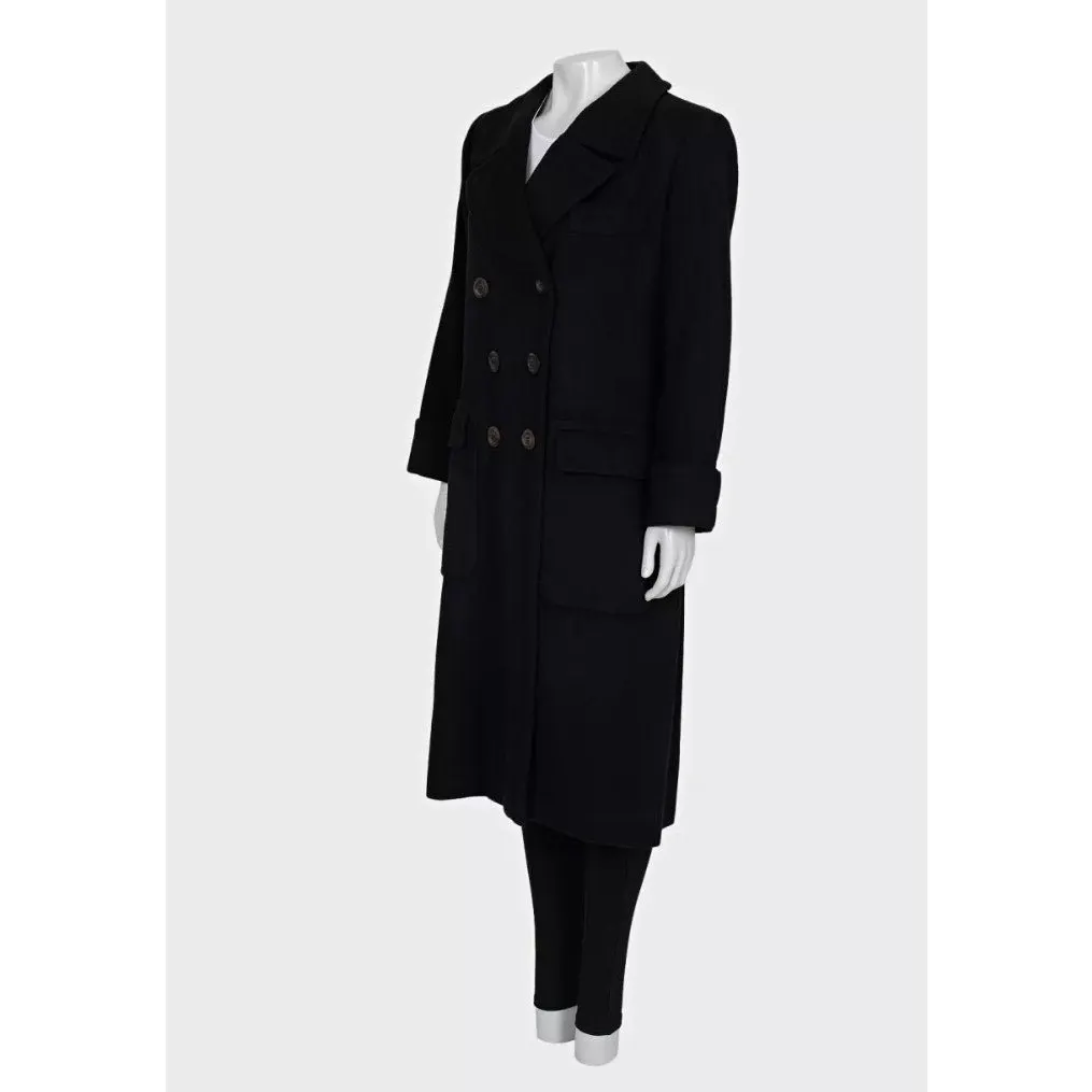Yves Saint Laurent Vintage Yves Saint Laurent Black Belted Coat - Size M pre-owned Black Good - Back View