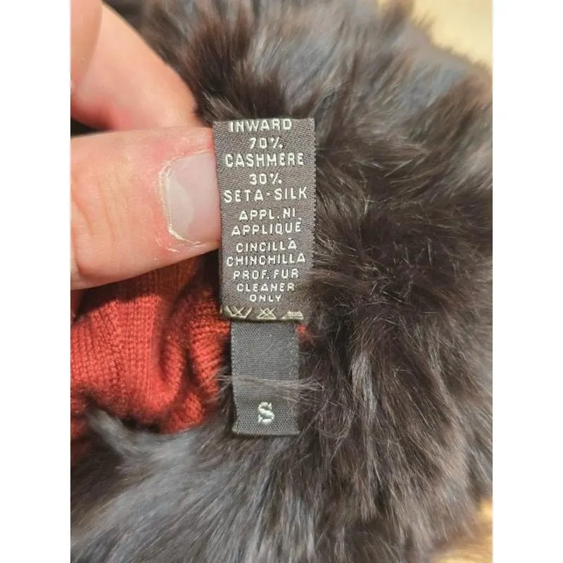 Loro Piana Brown Leather Suede Chinchilla Fur Gloves Sz.S Pre-owned Brown Leather Good - Model View