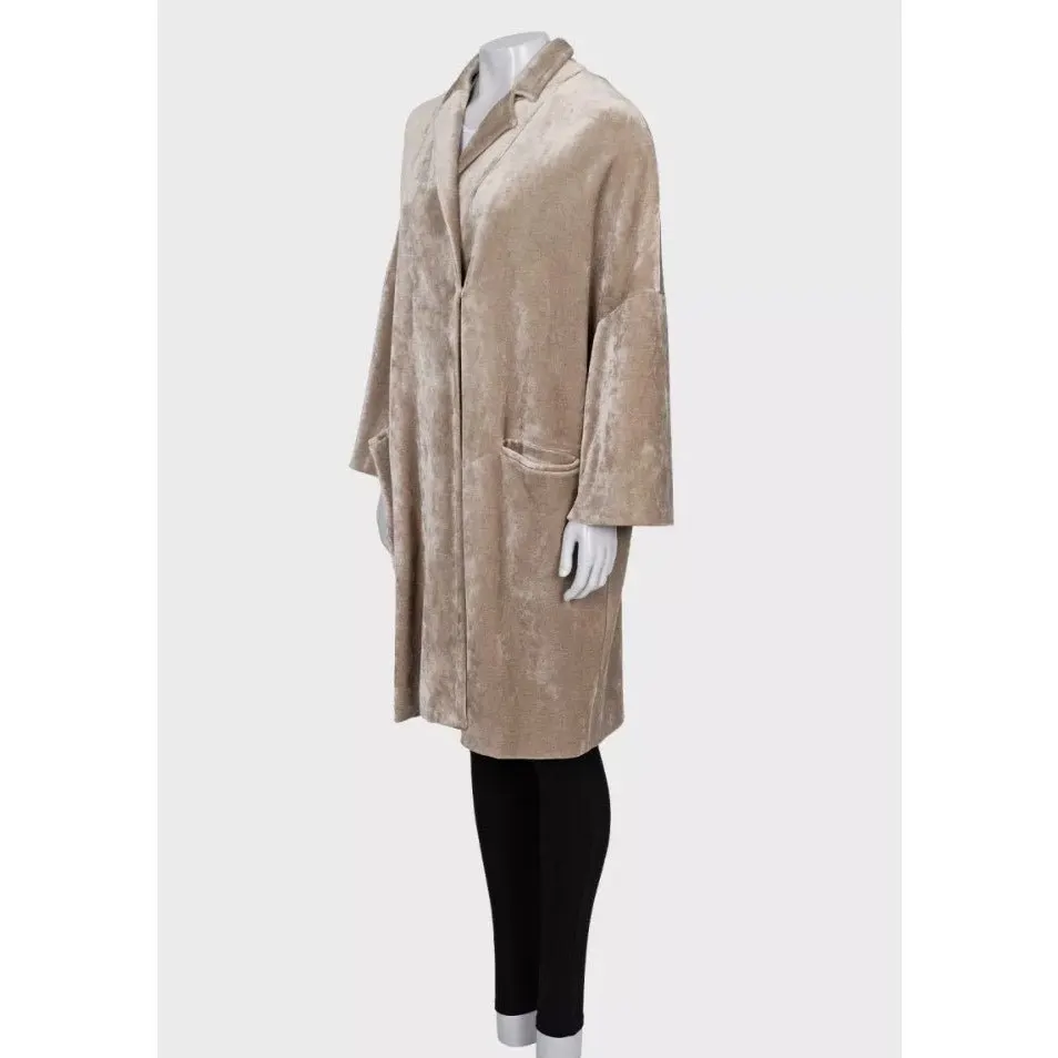 Brunello Cucinelli Beige Velvet Snap Cardigan - IT 42/M Pre-owned Beige Velvet Good - Back View