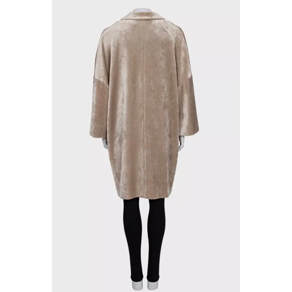 Brunello Cucinelli Beige Velvet Snap Cardigan - IT 42/M Pre-owned Beige Velvet Good - Inside View