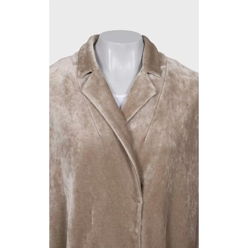 Brunello Cucinelli Beige Velvet Snap Cardigan - IT 42/M Pre-owned Beige Velvet Good - Model View