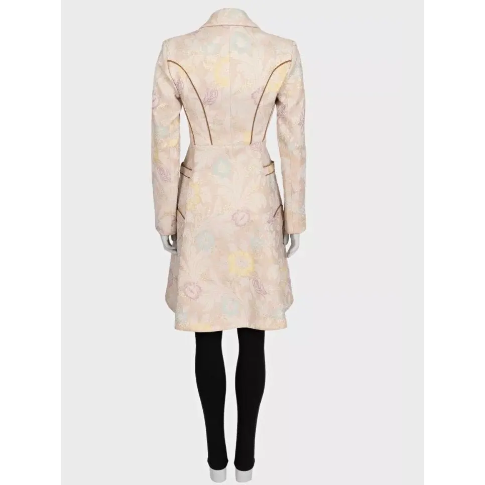 Just Cavalli Beige Floral Print Fitted Coat Sz.42/M Pre-owned Beige Good - Inside View
