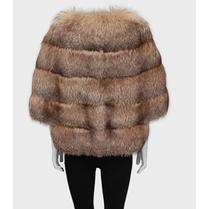 Unsigned Luxurious Brown Cropped Coat S Pre-owned Brown Never worn - Back View