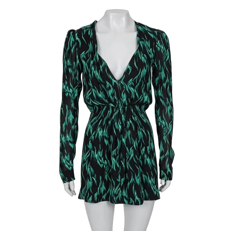 Saint Laurent Black V-Neck Fitted Dress Size S Pre-owned Black Good - Front View