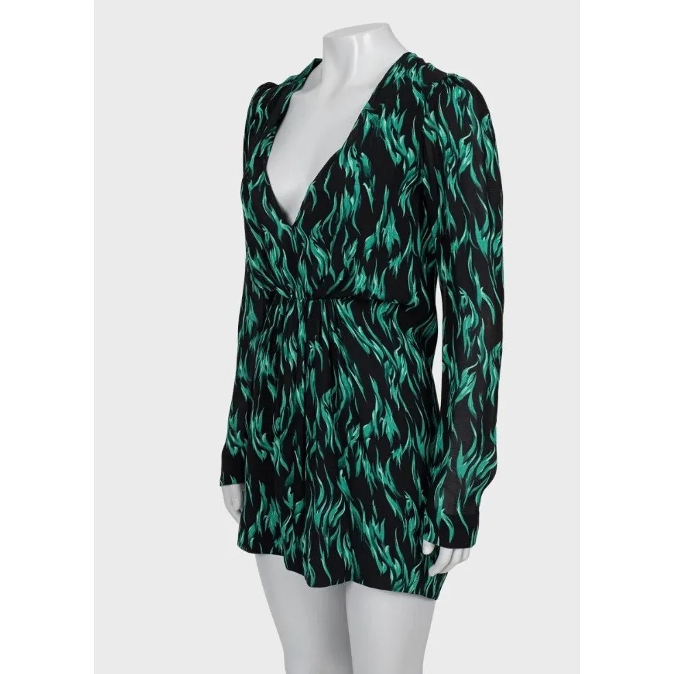 Saint Laurent Black V-Neck Fitted Dress Size S Pre-owned Black Good - Back View