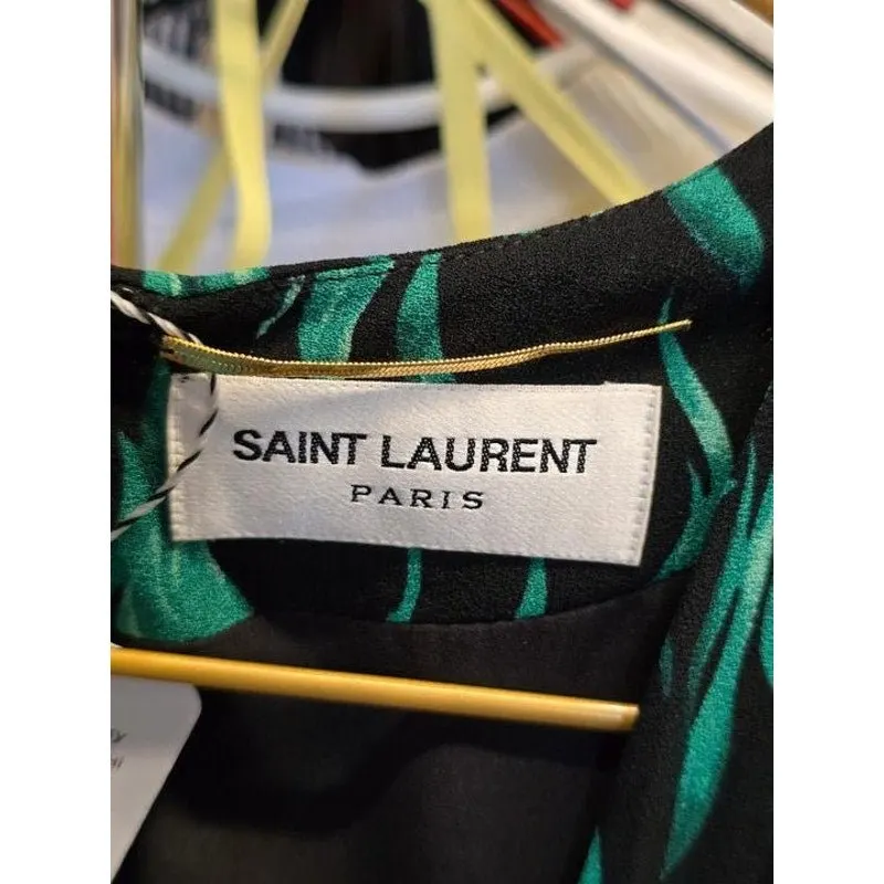 Saint Laurent Black V-Neck Fitted Dress Size S Pre-owned Black Good - Box View