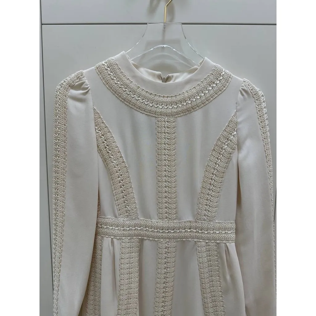valentino Vintage Valentino Silk Embroidered Trim Dress Sz.38 Pre-owned Red Silk Good - Back View