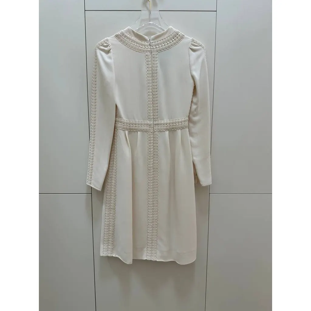 valentino Vintage Valentino Silk Embroidered Trim Dress Sz.38 Pre-owned Red Silk Good - Inside View